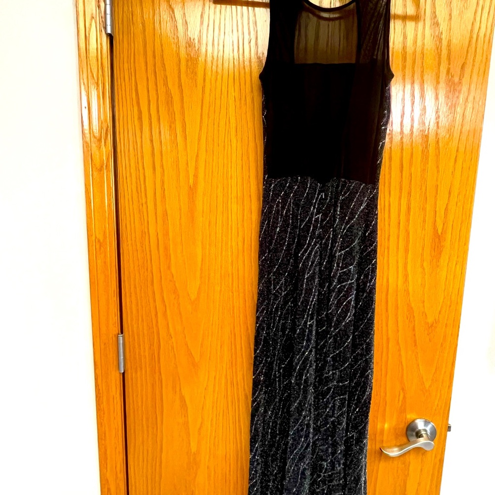 Black and Silver Pleated Maxi Dress